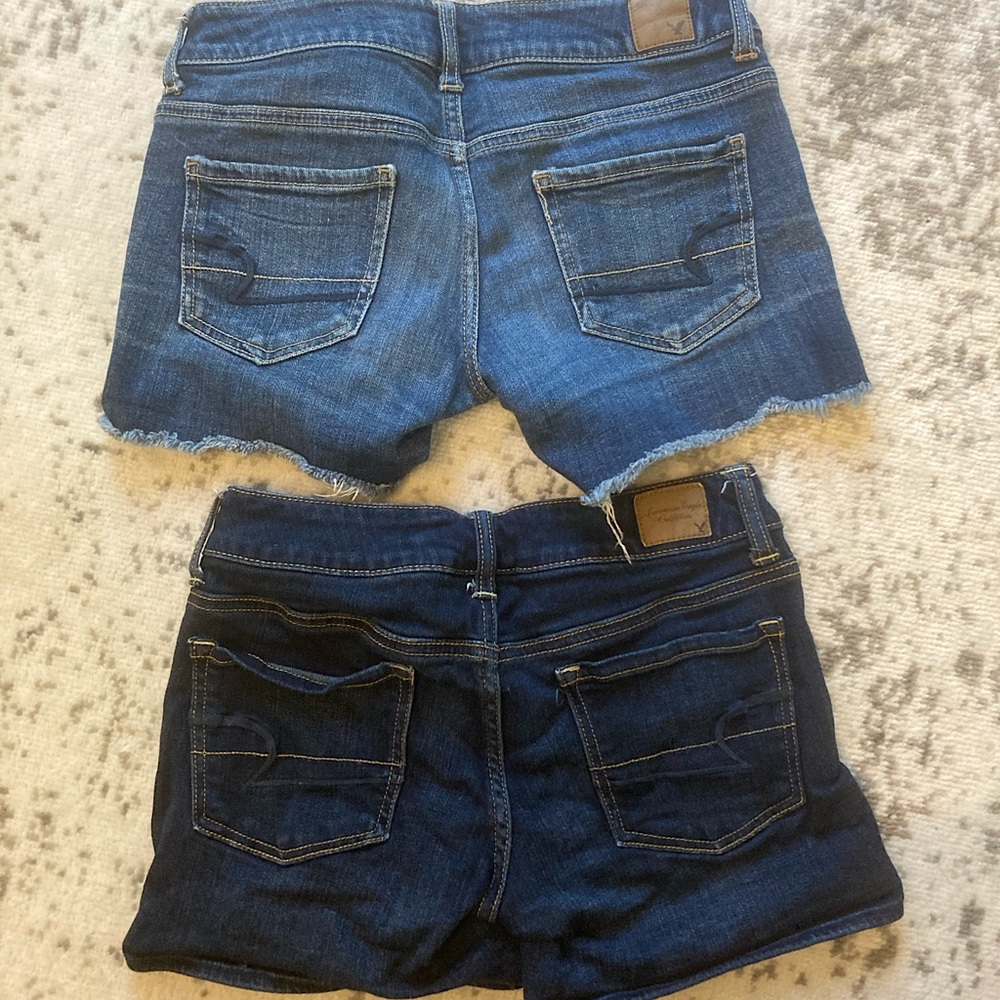 American eagle denim shorts bundle- size 2, mid-rise, medium length